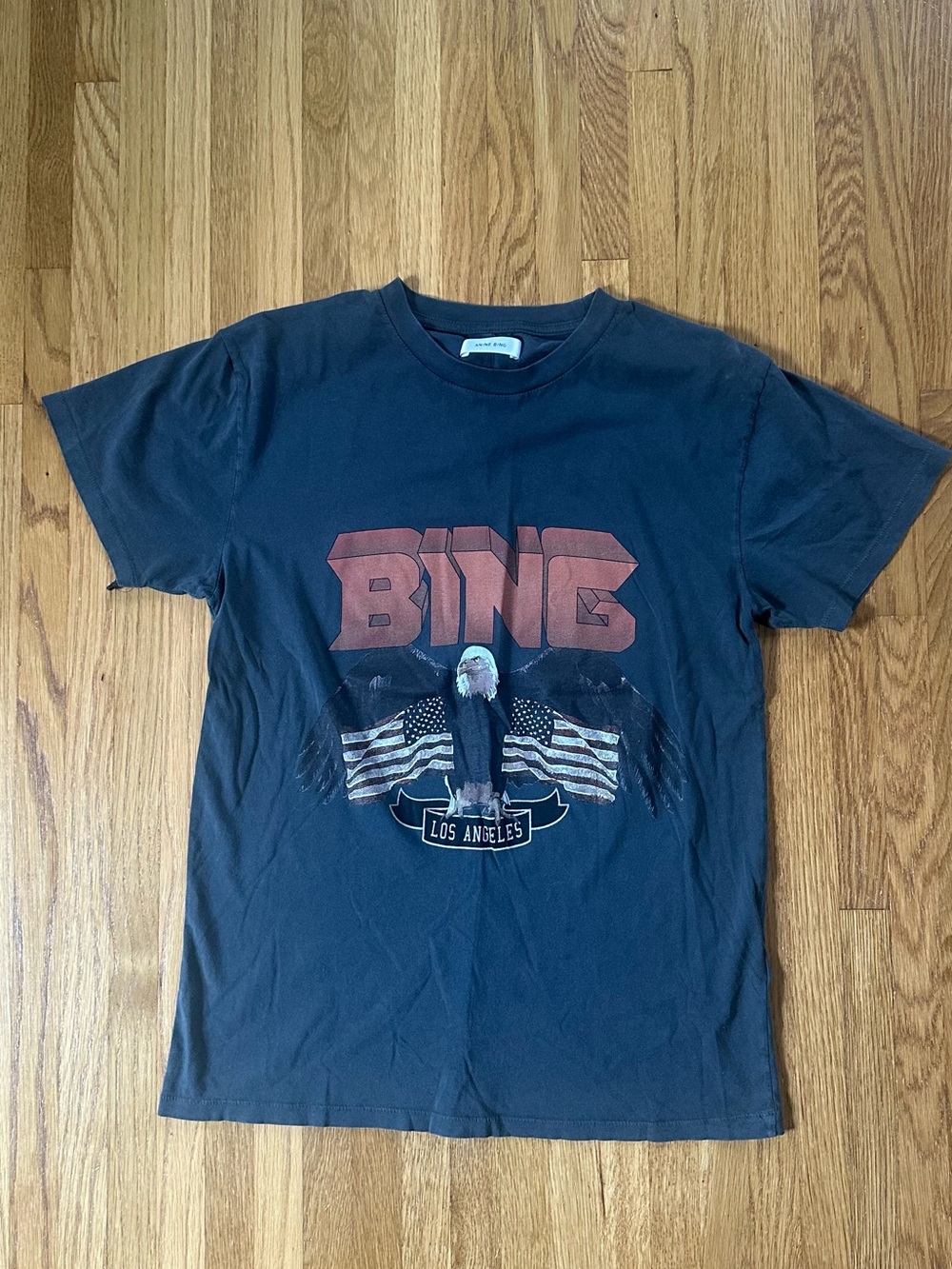 ANINE BING BING Los Angeles Graphic Tee - Black with Red Print